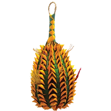 Pineapple Pinata Foraging Toy,"Hanging pineapple-shaped toy with woven leaf top"