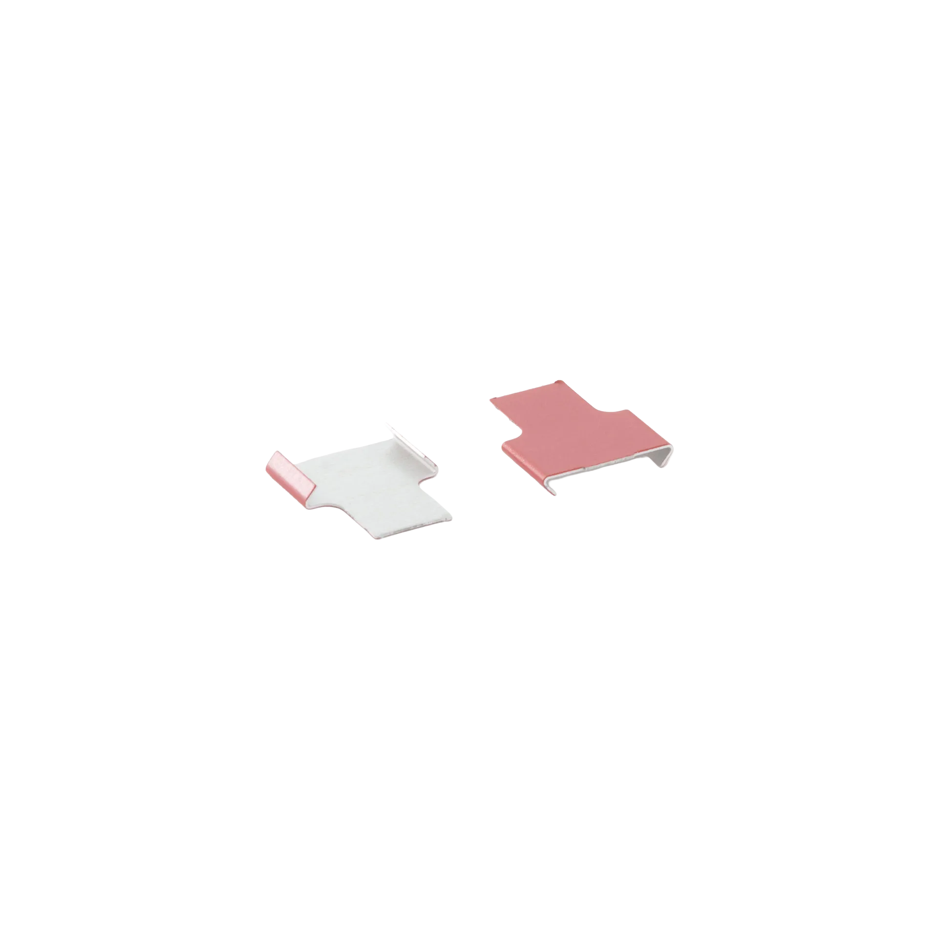 Cane Tabs,"Two U-shaped metal tabs with pink tops"