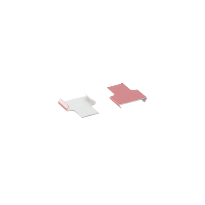 Cane Tabs,"Two U-shaped metal tabs with pink tops"