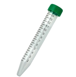 Cent Tube 15ml Daigger,"Clear conical centrifuge tube with green screw cap"