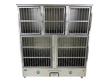 Cage Banks,"Six-compartment metal cage bank with barred doors"