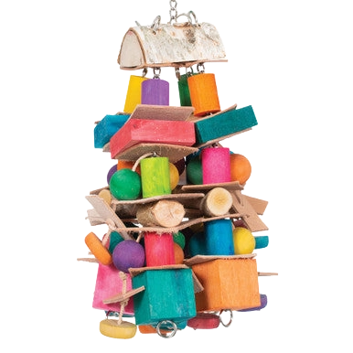 Tornado,"Colorful hanging bird toy with wood blocks and balls"