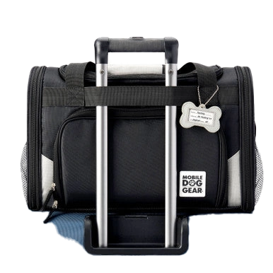 Mobile Dog Gear Pet Carrier Plus,"Black pet carrier bag with telescoping handle and bone tag"