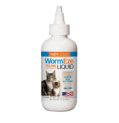 WormEze™ Liquid for Dogs & Cats,"White squeeze bottle with pointed cap and cat label"