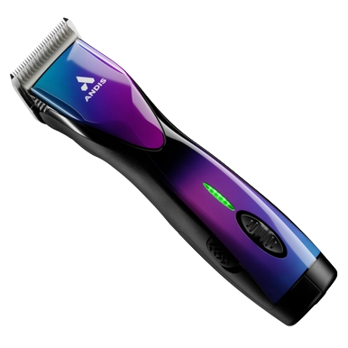 Pulse ZR II - Purple Galaxy Limited Edition Clipper by Andis,"Purple and blue cordless clipper angled view"