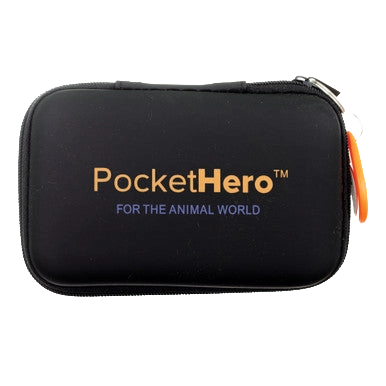 Pocket Hero™ ISO Microchip Scanner,"Black zippered carrying case with orange zipper pull"
