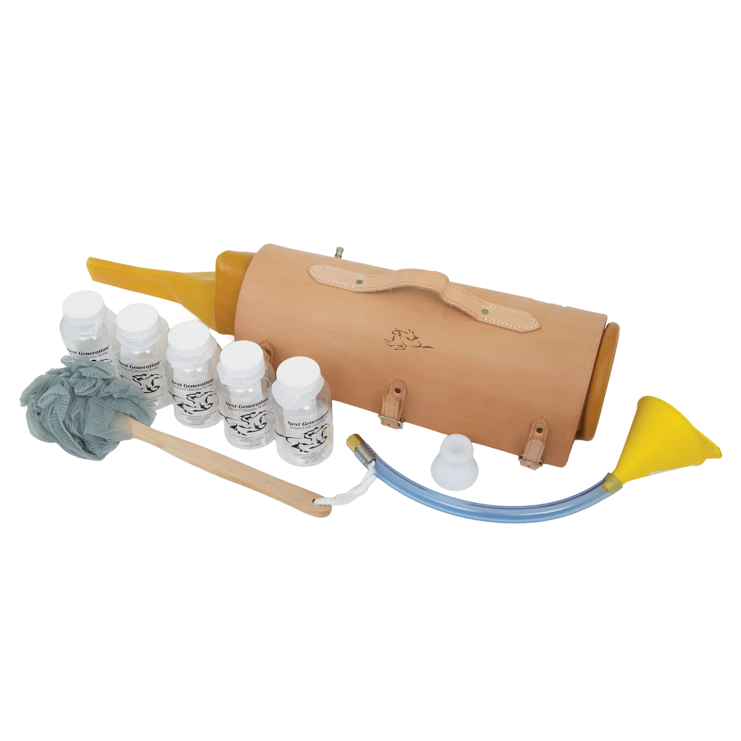 Missouri Complete Set with Leather Cover,"Leather roll case with bottles, tubing, funnel, and swab"