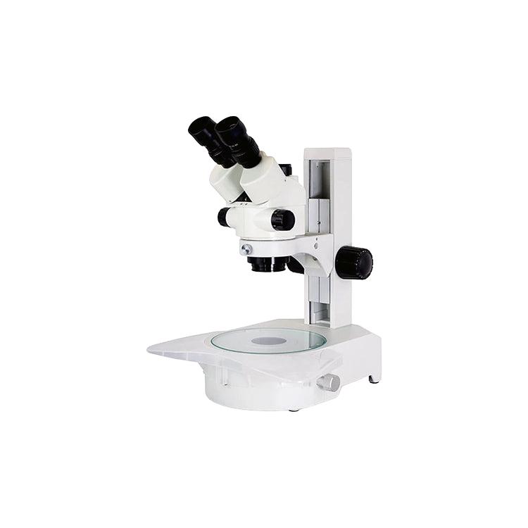 Embryo-Glo Stereo Microscope,"White stereo microscope with dual eyepieces and glass stage"