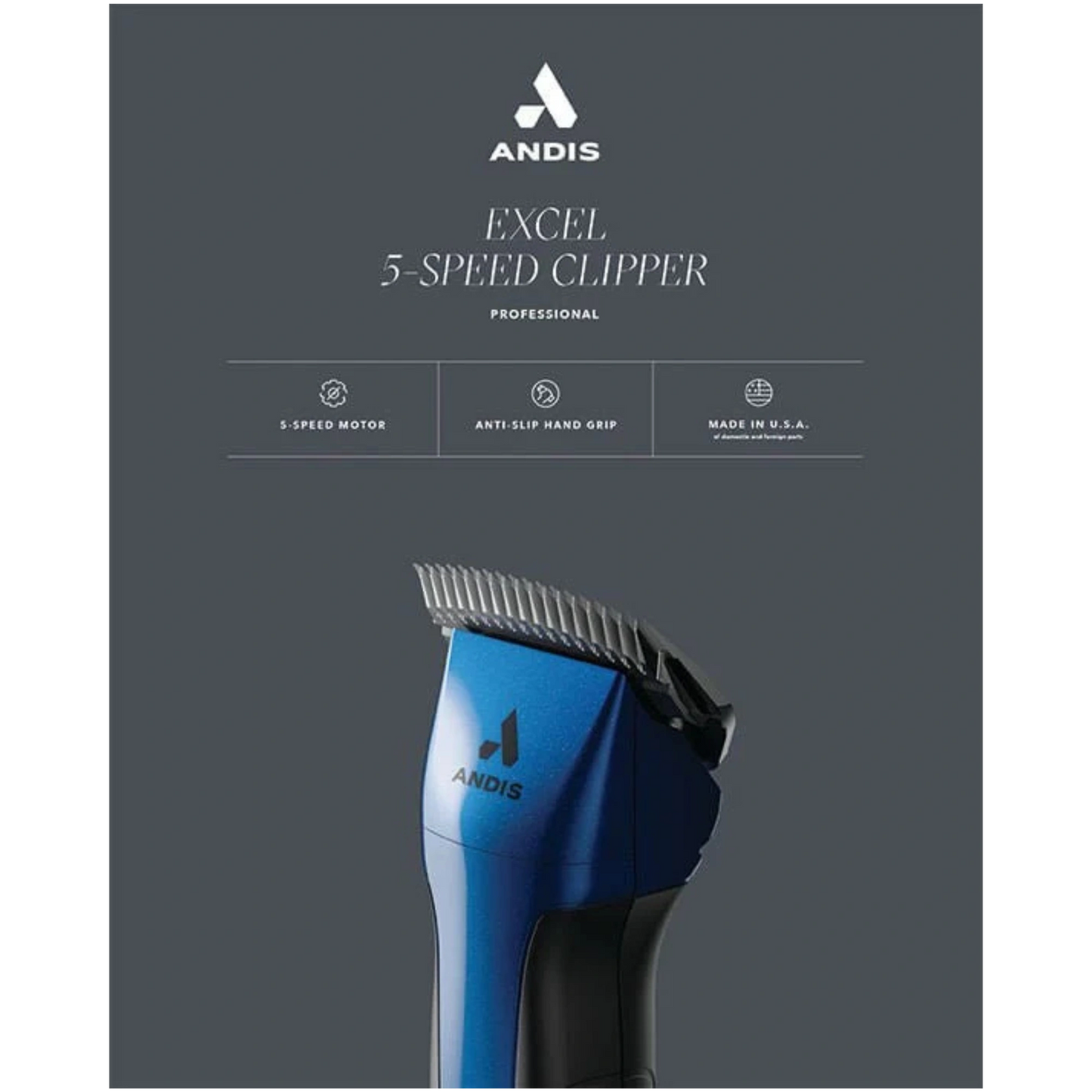 Excel 5-Speed Clipper with Super Blocking Blade Indigo Blue by Andis