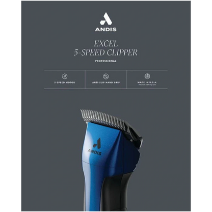 Excel 5-Speed Clipper with Super Blocking Blade Indigo Blue by Andis