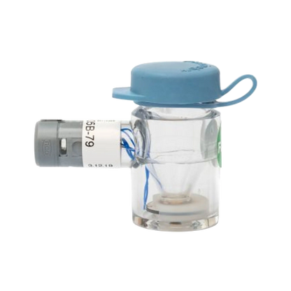 Flexineb® Medium Medication Cup,"Clear medication cup with blue cap and side connector"