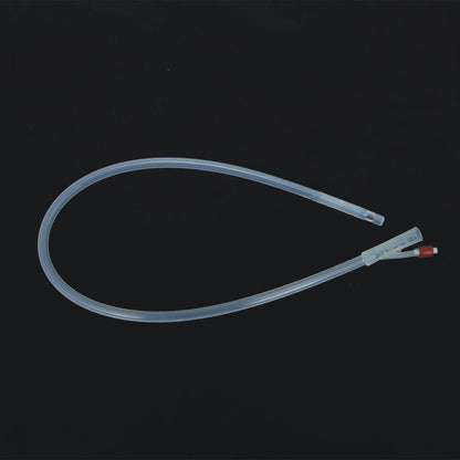 Silicone Embryo Flushing Catheter, 32FR,"Clear flexible catheter tube with red capped connector"