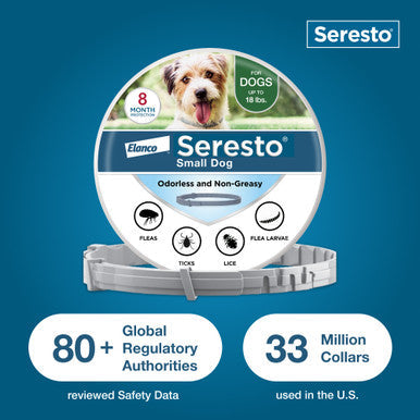 Seresto® Flea & Tick Collars for Cats & Dogs,"Round box with gray collar displayed in front"