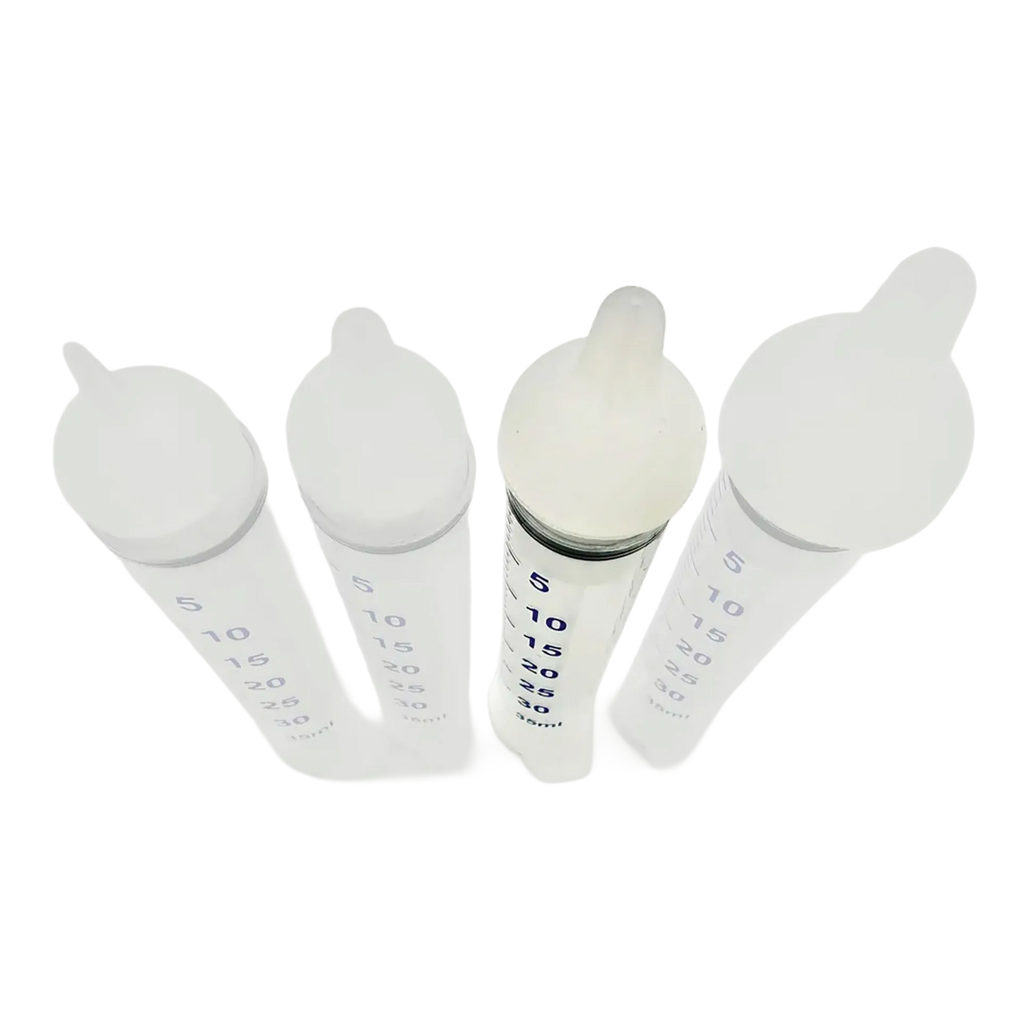 Puppywamer Latchons Syringe Nipple Feeders,"Four clear feeding syringes with rubber nipples"
