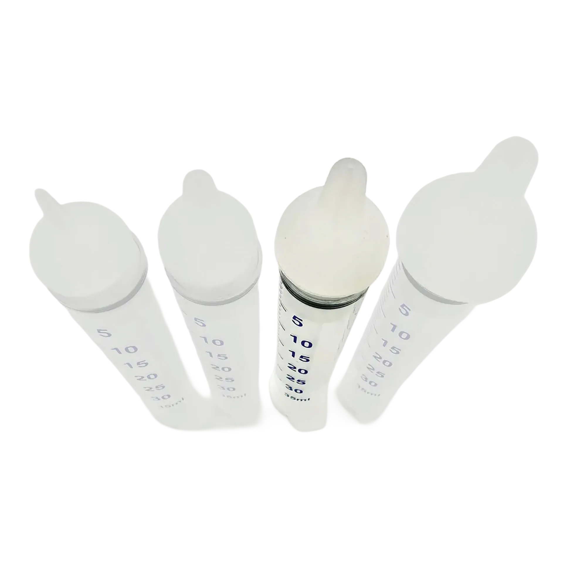 Puppywamer Latchons Syringe Nipple Feeders,"Four clear feeding syringes with rubber nipples"