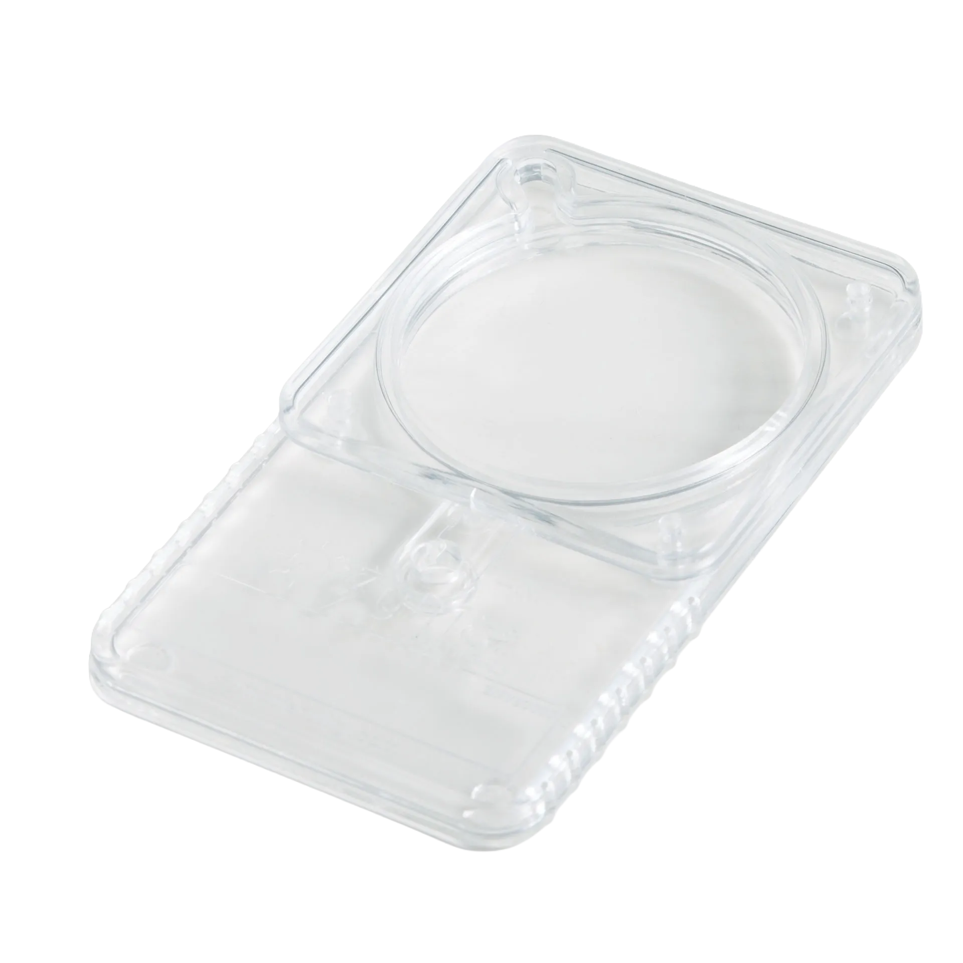 VetMotl Sperm Separation Device,"Clear plastic device with circular chamber and rectangular base"