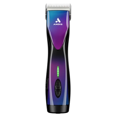 Pulse ZR II - Purple Galaxy Limited Edition Clipper by Andis,"Front view of clipper with purple and blue finish and silver blade"