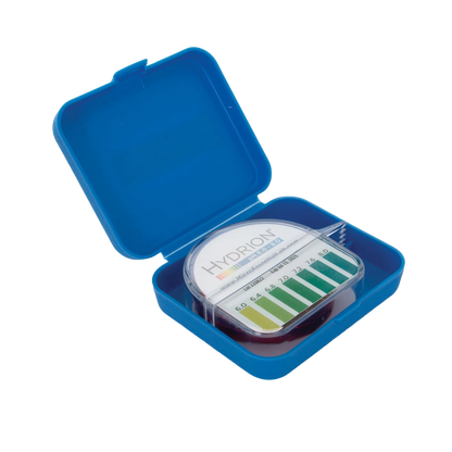 pH Strips Diagger,"Blue hinged case with clear pH strip dispenser and color chart"