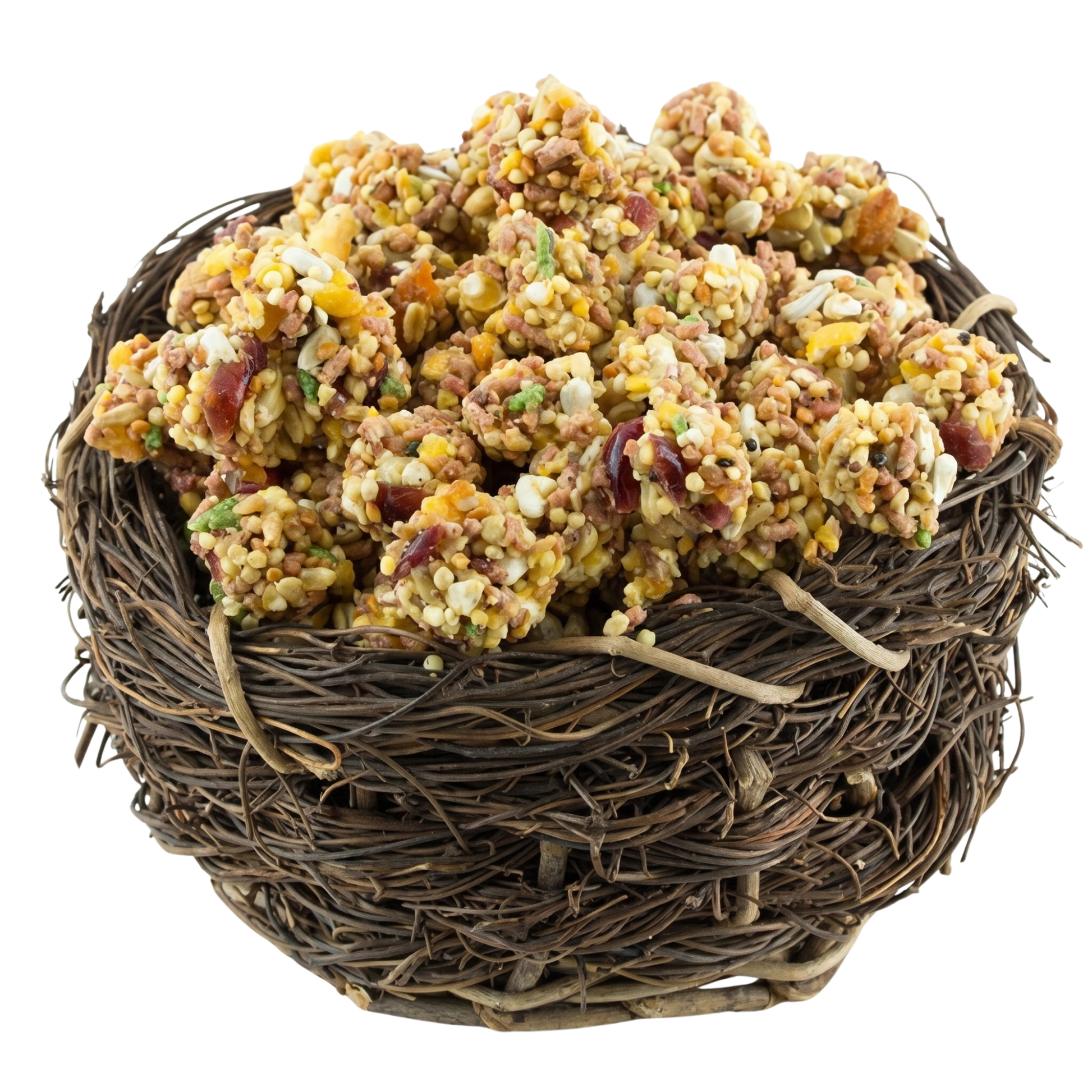 Lafeber Gourmet Garden Veggie Nutri-Berries,"Seed and veggie clusters piled in a twig nest"