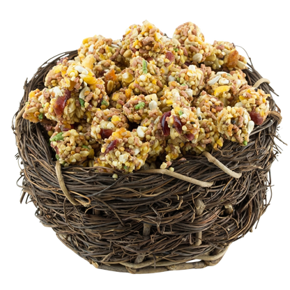 Lafeber Gourmet Garden Veggie Nutri-Berries,"Seed and veggie clusters piled in a twig nest"