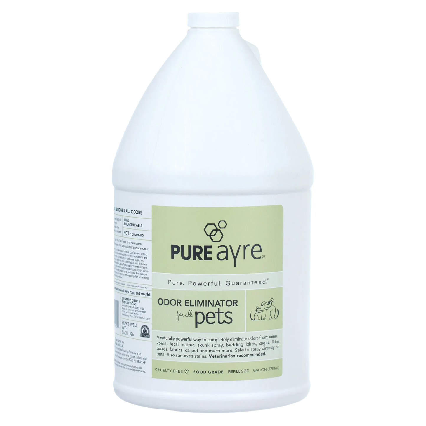 Pureayre® Odor Eliminator,"Front view of gallon refill bottle with green label"