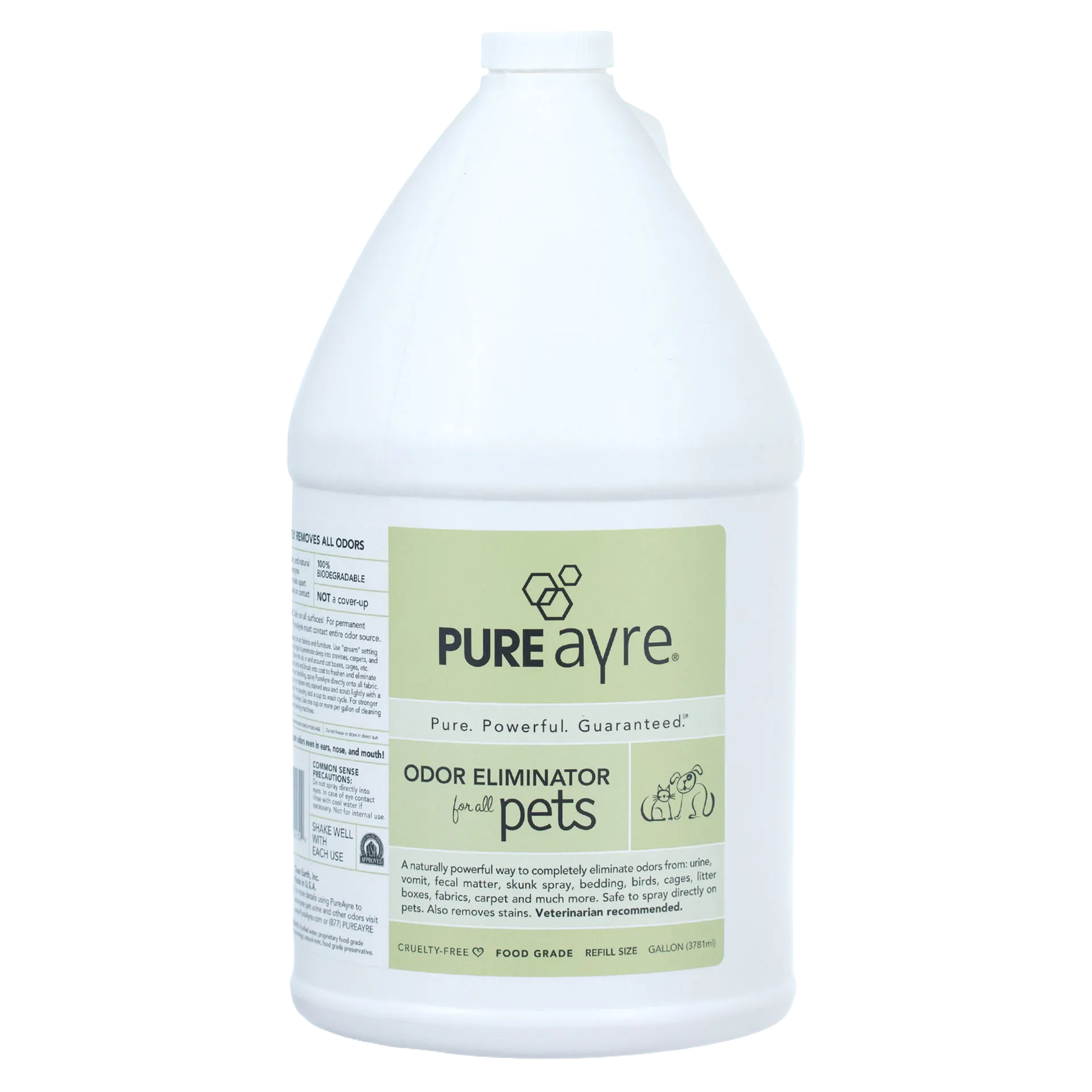 Pureayre® Odor Eliminator,"Front view of gallon refill bottle with green label"