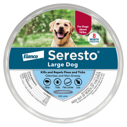 Seresto® Flea & Tick Collars for Cats & Dogs,"Round collar tin with dog image on lid"