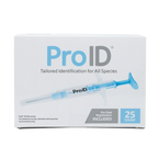 ProID® ISO Microchips,"White product box with blue syringe illustration"
