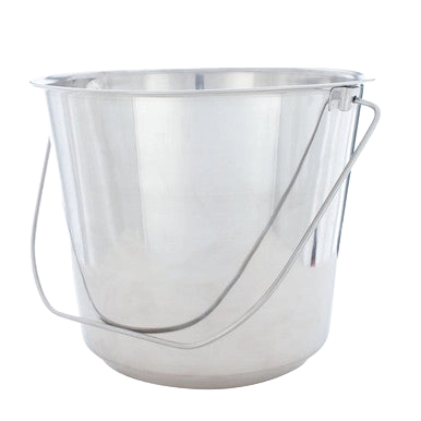 Stainless Steel Pails,"Stainless steel pail with wire handle"