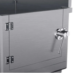 Dog Grooming Stational Tub with Lift-up Door Silver by Waggz,"Silver tub front panel with lift-up door latch and hinges"