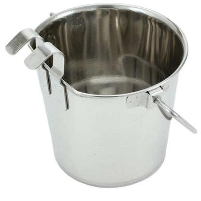 Flat-Sided Pails,"Open metal pail with flat sides and wire handle"
