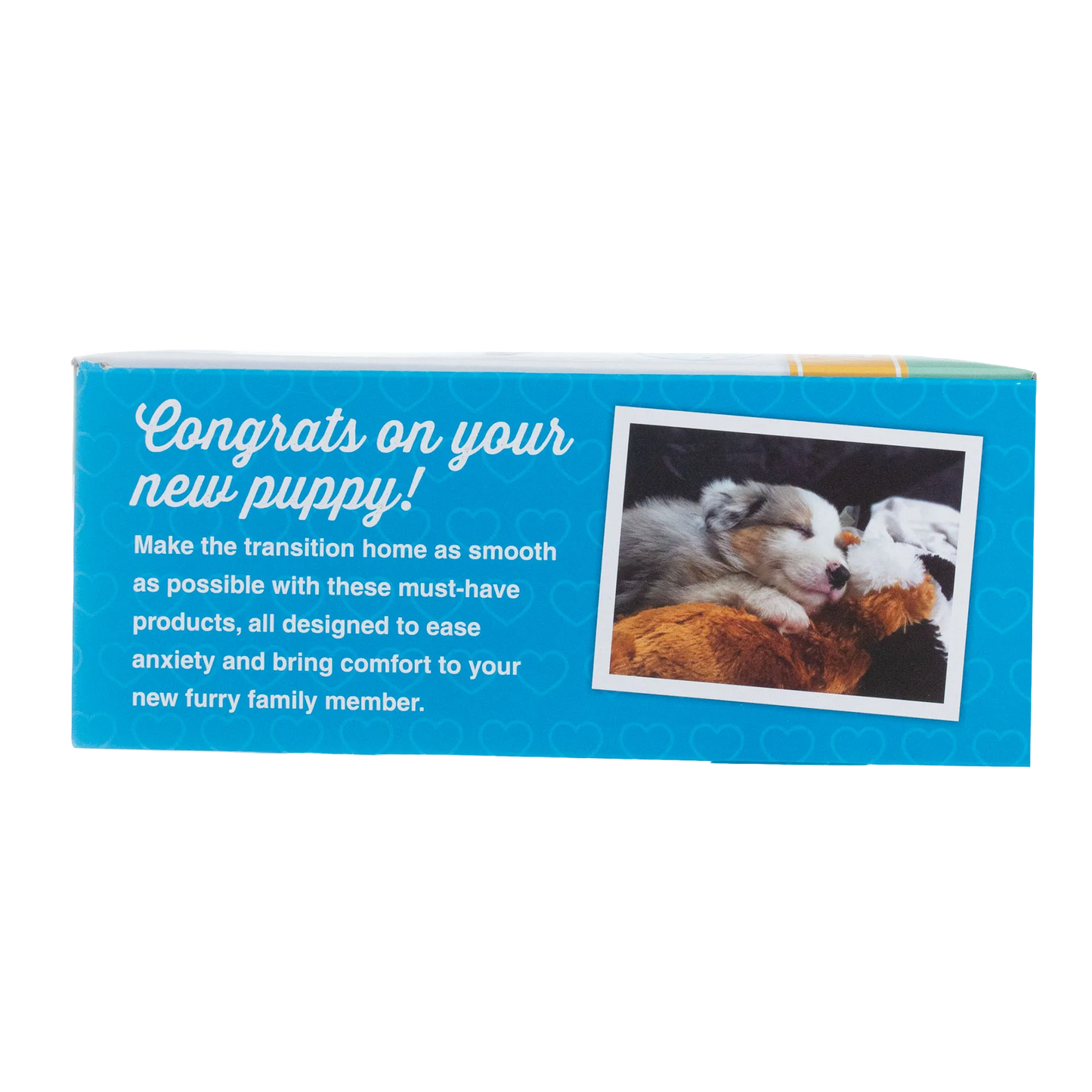Snuggle Puppy Starter Kit,"Blue product box side panel with puppy photo"