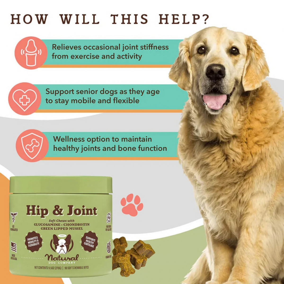 Hip & Joint Supplement by Natural Dog Company
