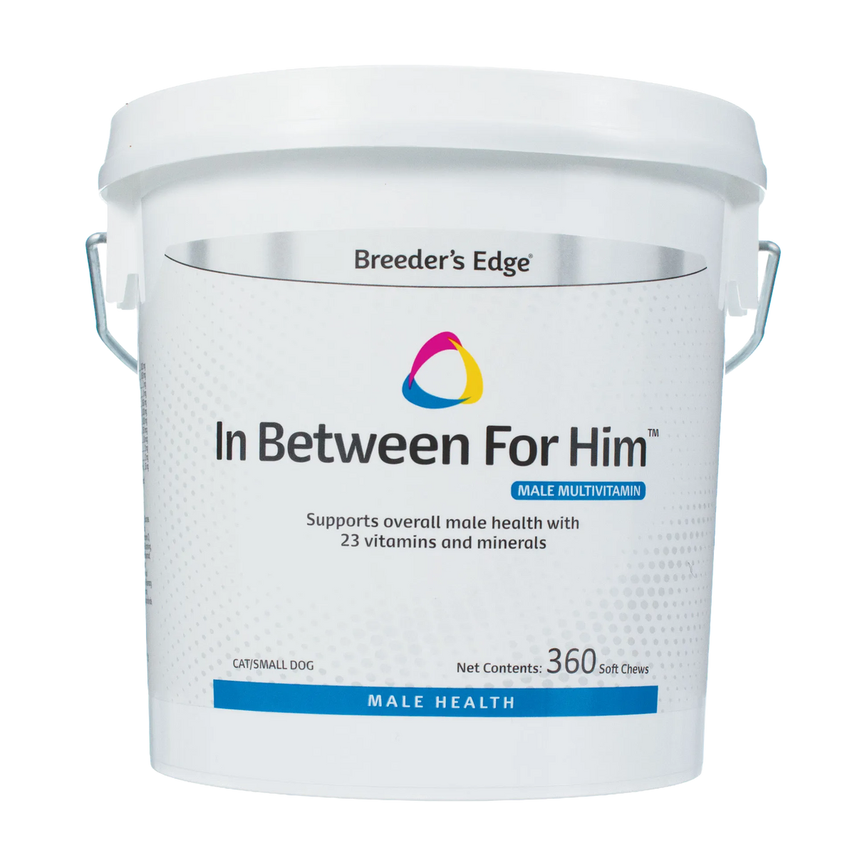 Breeder's Edge® In Between For Him™,"White plastic pail with lid and metal handle"