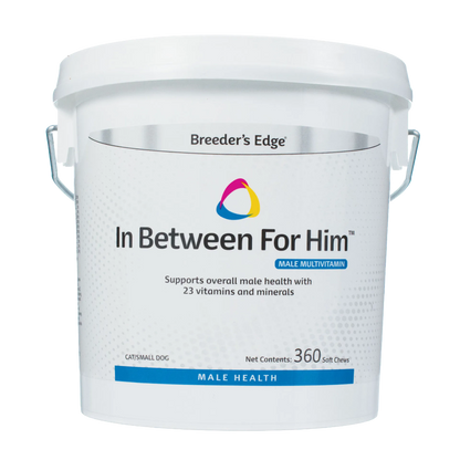 Breeder's Edge® In Between For Him™,"White plastic pail with lid and metal handle"