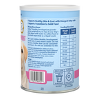 PetAg Esbilac Healthy Development Nutritional Supplement for Dogs and Weaning Puppies,"Pet supplement canister side label with feeding directions"