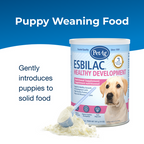 PetAg Esbilac Healthy Development Nutritional Supplement for Dogs and Weaning Puppies,"Pet food canister with puppy image and scoop of powder"