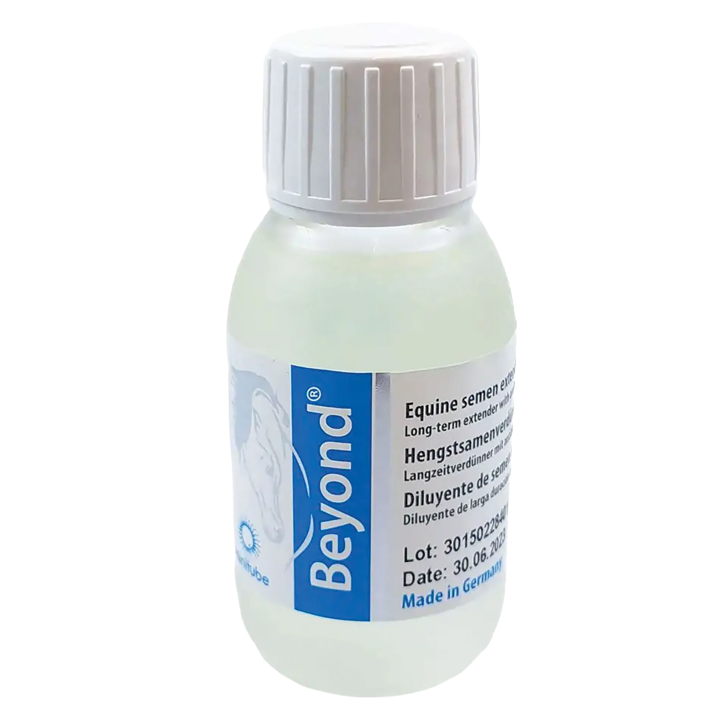 Beyond® Semen Extender,"White bottle with ribbed cap and front label"