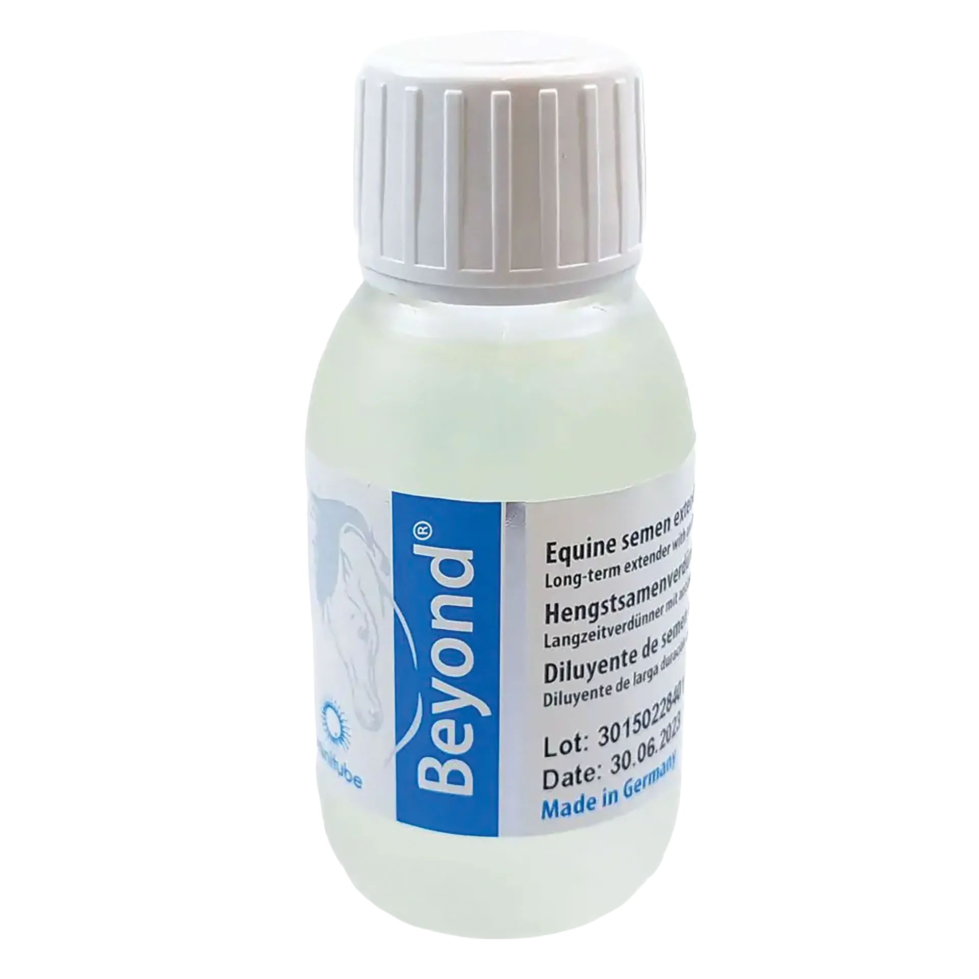 Beyond® Semen Extender,"White bottle with ribbed cap and front label"
