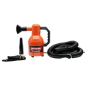 Quick Draw Compact Dog Dryer,"Orange handheld dryer with coiled hose and two nozzles"