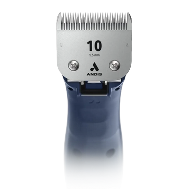 Emerge Clipper Blue by Andis With FREE 8Pc Wide Comb Attachment Bundle by Andis,"Blue clipper with blade attachment front view"