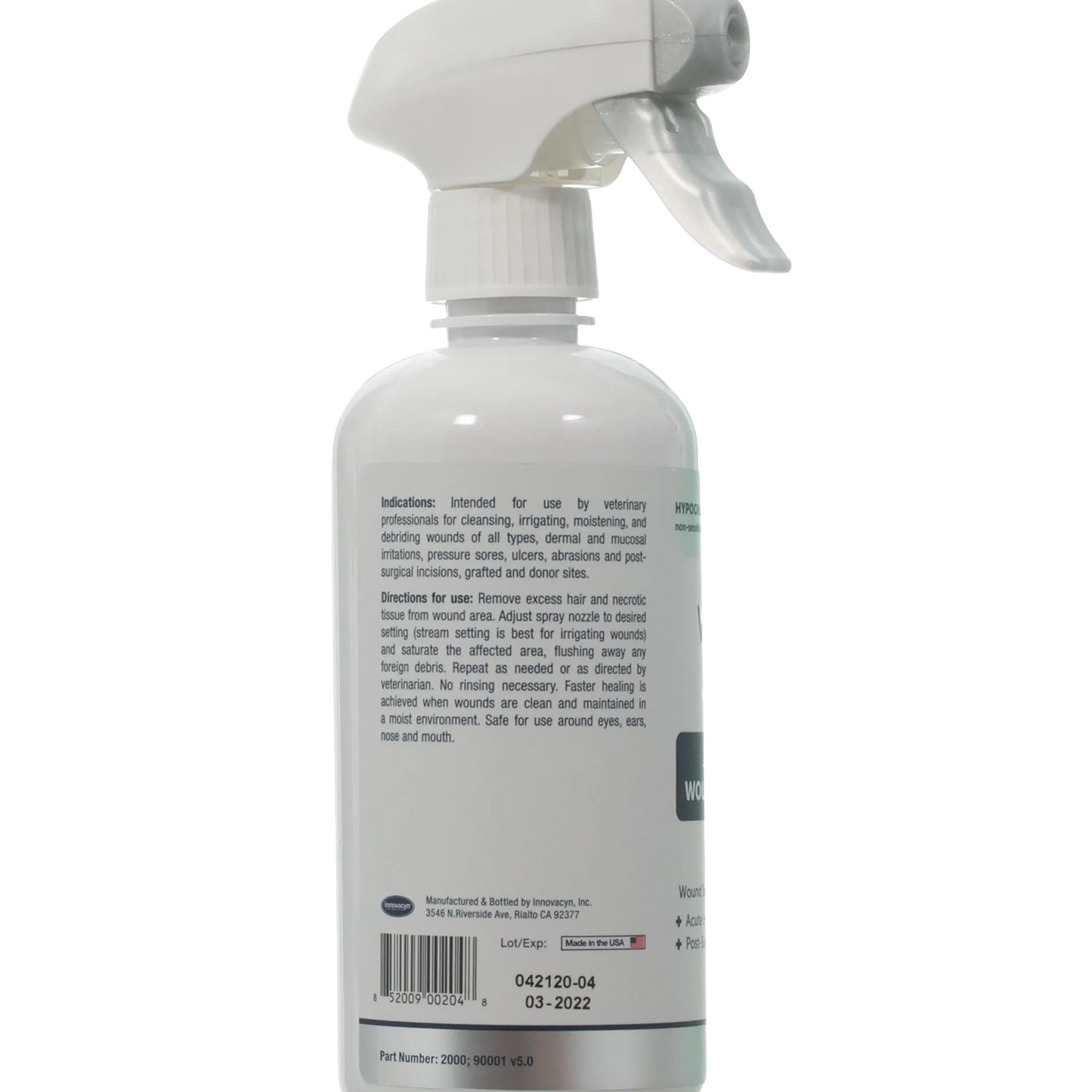 Vetericyn® VF Plus Wound & Skin Care,"Back view of spray bottle with trigger nozzle and label"