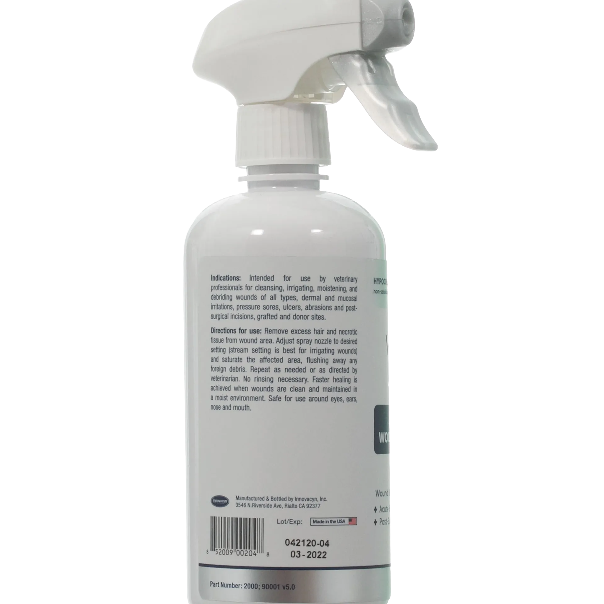 Vetericyn® VF Plus Wound & Skin Care,"Back view of spray bottle with trigger nozzle and label"