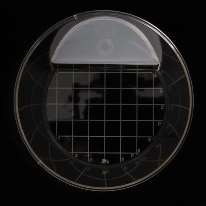 EZ Way Filter,"Round clear filter dish with gridded base and semicircle insert"