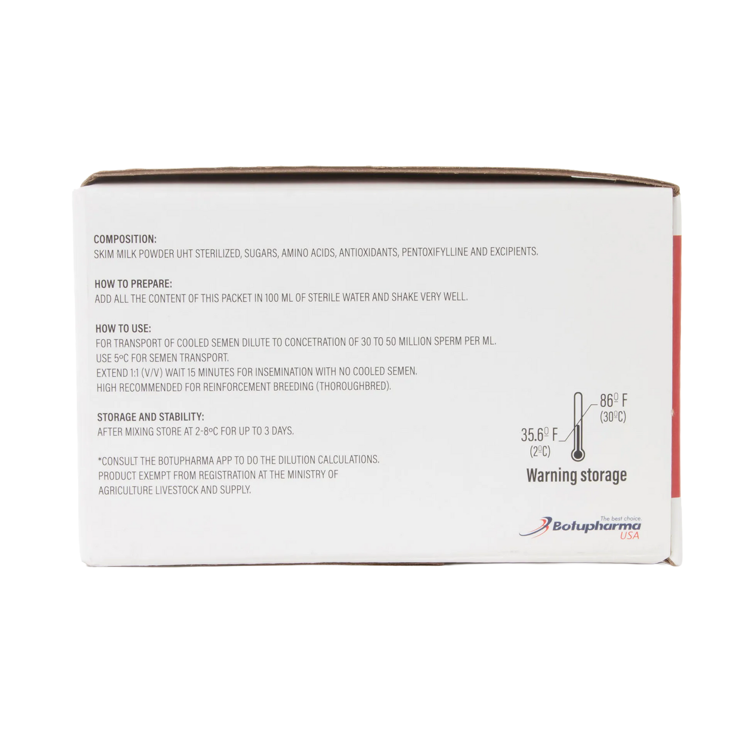 BotuSemen Turbo,"Side view of product box with preparation and storage panel"