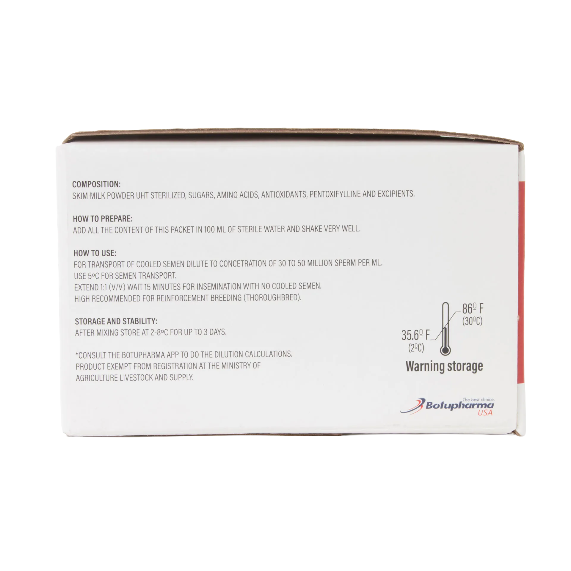 BotuSemen Turbo,"Side view of product box with preparation and storage panel"