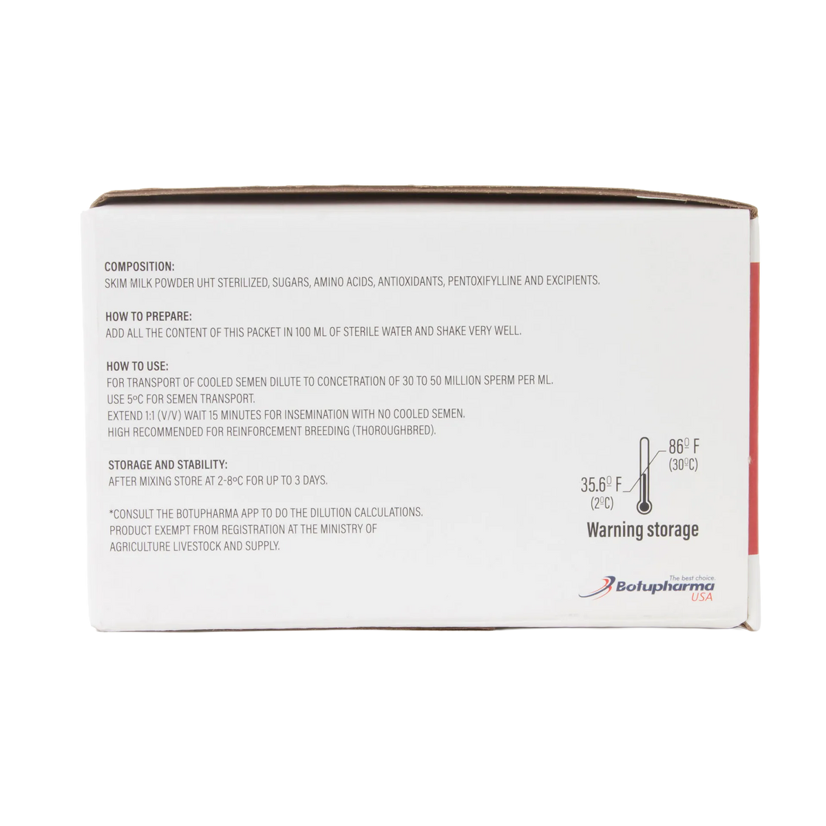 BotuSemen Turbo,"Side view of product box with preparation and storage panel"