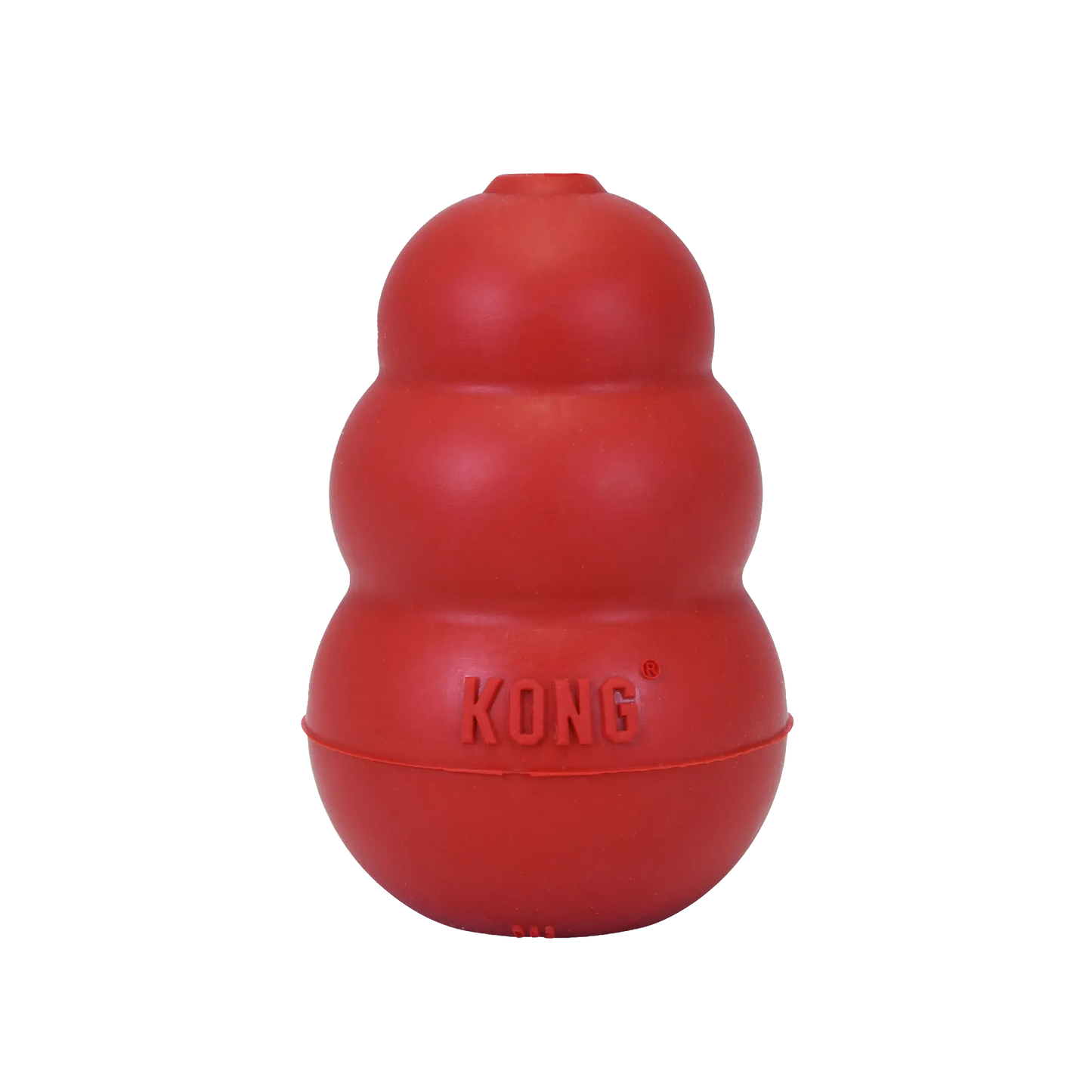 Kong® Classic,"Red tiered rubber dog toy, front view"