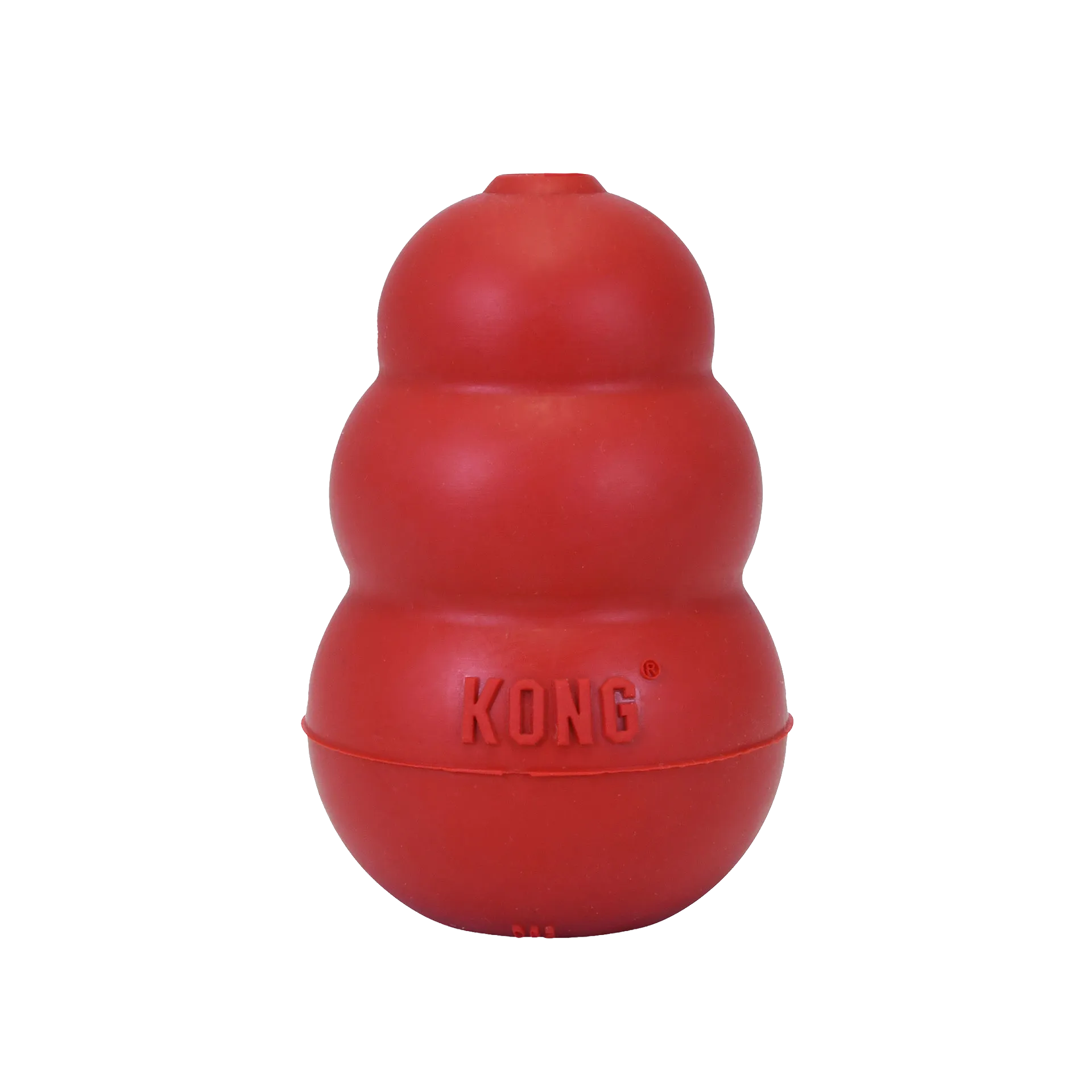 Kong® Classic,"Red tiered rubber dog toy, front view"