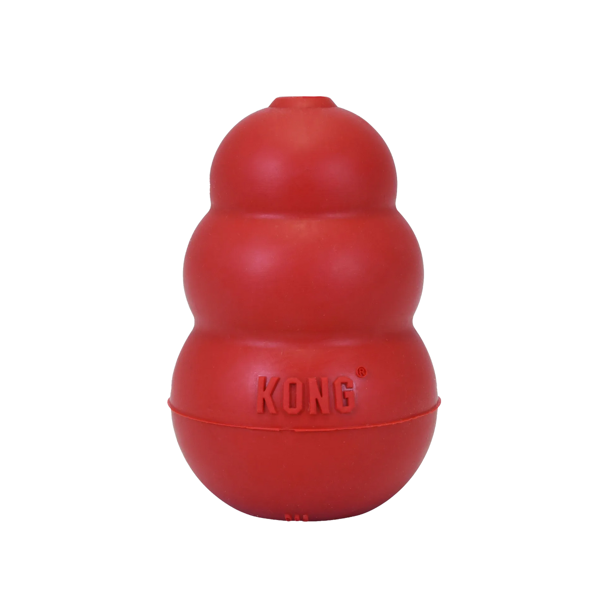 Kong® Classic,"Red tiered rubber dog toy, front view"